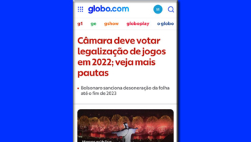 Legalização dos jogos é a primeira manchete do ano no Globo.com e Globo Online 1