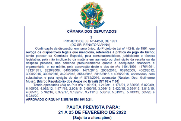 PL 442/91 é o item 3 da ordem do dia desta terça-feira, dia 22