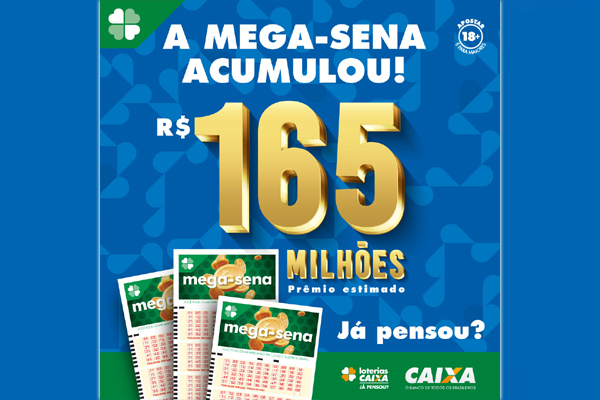 Prêmio de R$ 165 milhões da Mega-Sena é o 5º maior da história; sorteio será nesta quarta-feira 1