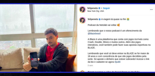 Felipe Neto recua e apaga apoio à Blaze após pressão de seguidores