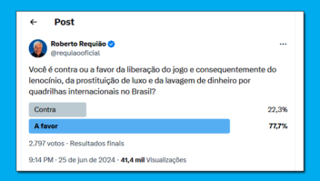 Ex-senador Roberto Requião promove enquete no X e a maioria é favorável a legalização dos jogos