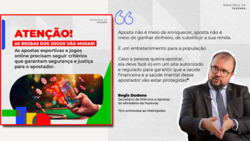 Ministério da Fazenda começa campanha de conscientização do mercado regulado de apostas esportivas e jogos online