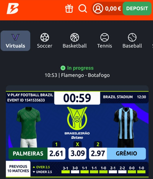 Betano lança jogo virtual do Brasileirão