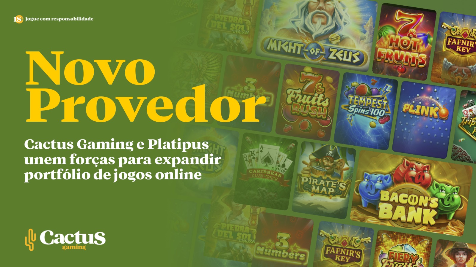 Cactus Gaming e Platipus unem forças para expandir portfólio de jogos online
