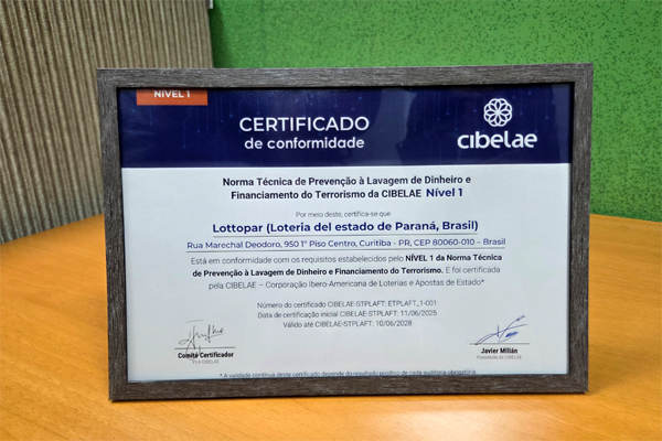 Lottopar recebe certificação internacional em prevenção à lavagem de dinheiro e se torna pioneira no Brasil