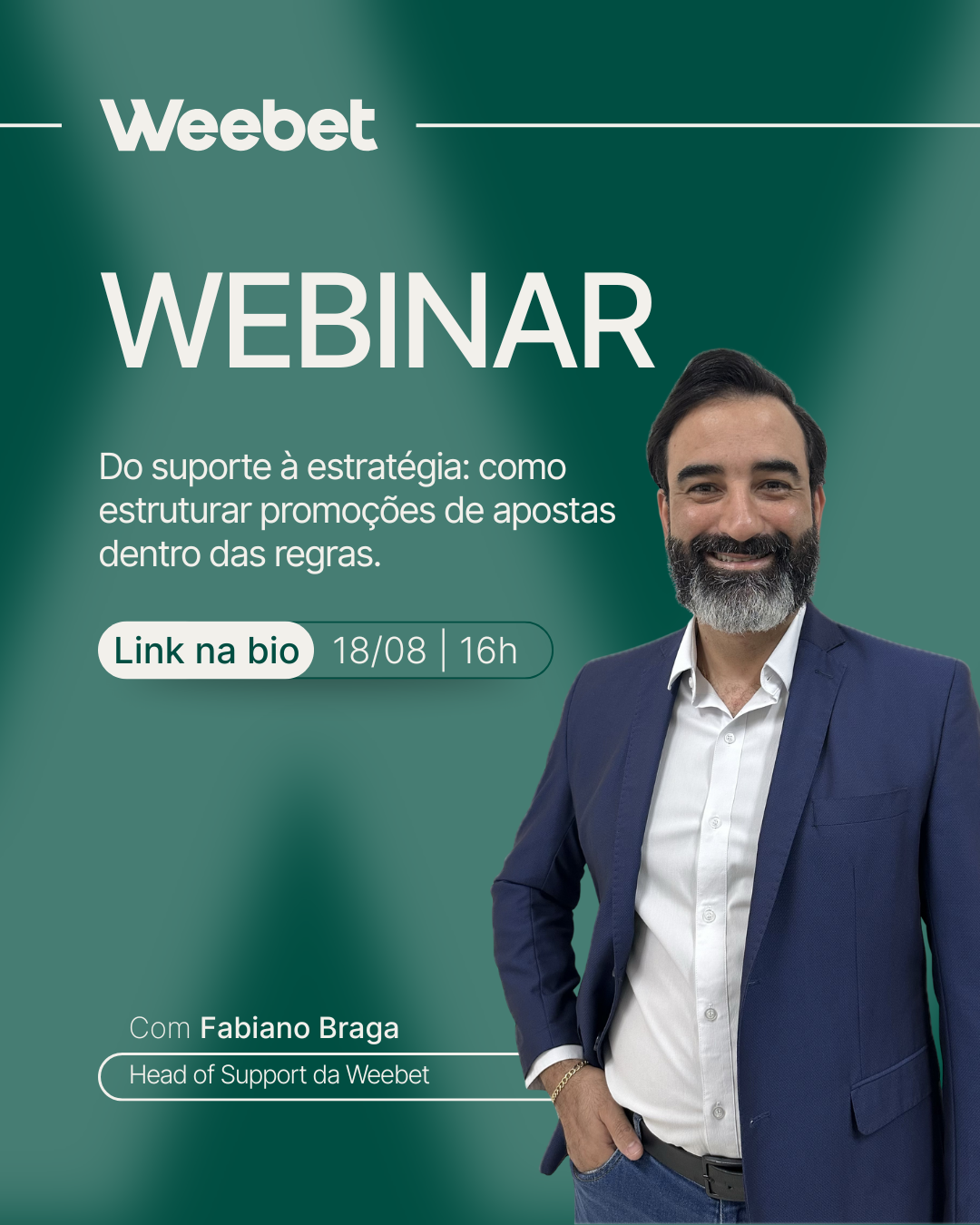 Webinar sobre como estruturar promoções de apostas dentro das regras do mercado brasileiro é nova iniciativa da Weebet