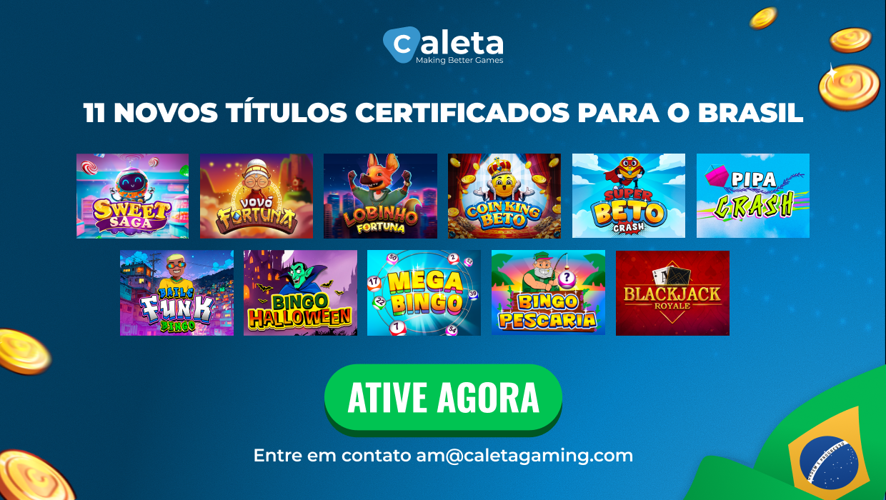 Caleta expande portfólio na jurisdição do Brasil e atinge 37 jogos certificados