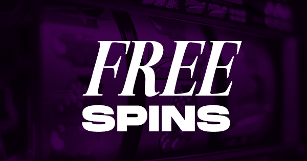 Texto escrito “Free Spin” ao centro com uma máquina caçaníquel ao fundo