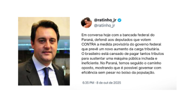 Ratinho orienta bancada do Paraná a votar contra governo na MP que taxava aplicações e bets