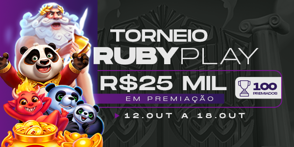 banner de torneio da RubyPlay com data de início, final, e valor de prêmio