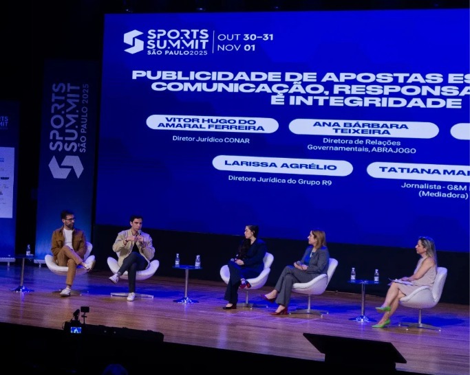 Head de Compliance do H2, Rafael Rebelo fala sobre publicidade de apostas esportivas em palestra no Sports Summit, em SP 1