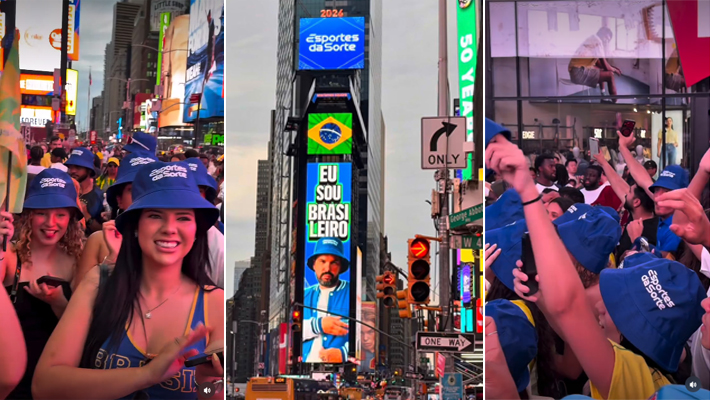 Esportes da Sorte projeta a voz da torcida brasileira em exibição de 5 minutos na Times Square