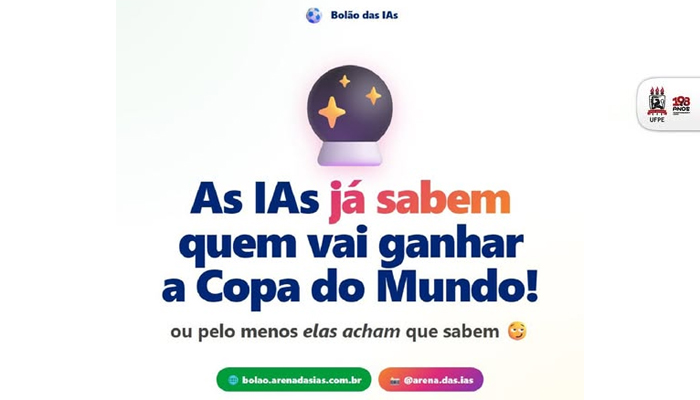 Estudantes e professor do Centro de Informática da UFPE criam bolão que reúne palpites de 122 inteligências artificiais para a Copa do Mundo