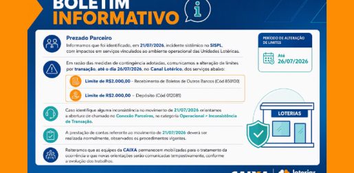 Caixa reduz limites de transações em lotéricas após ataque cibernético simultâneo contra o sistema das casas lotéricas 1