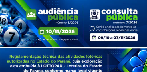 Agepar abre Consulta e Audiência Públicas sobre a regulação das loterias no Paraná