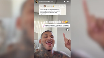 Anderson Neiff ignora proibição e divulga site de apostas online a 12 mi de seguidores